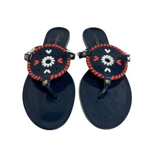Jack Rogers Georgica Jelly Thong Sandals Womens 9 Embellished Flip Flops Resort